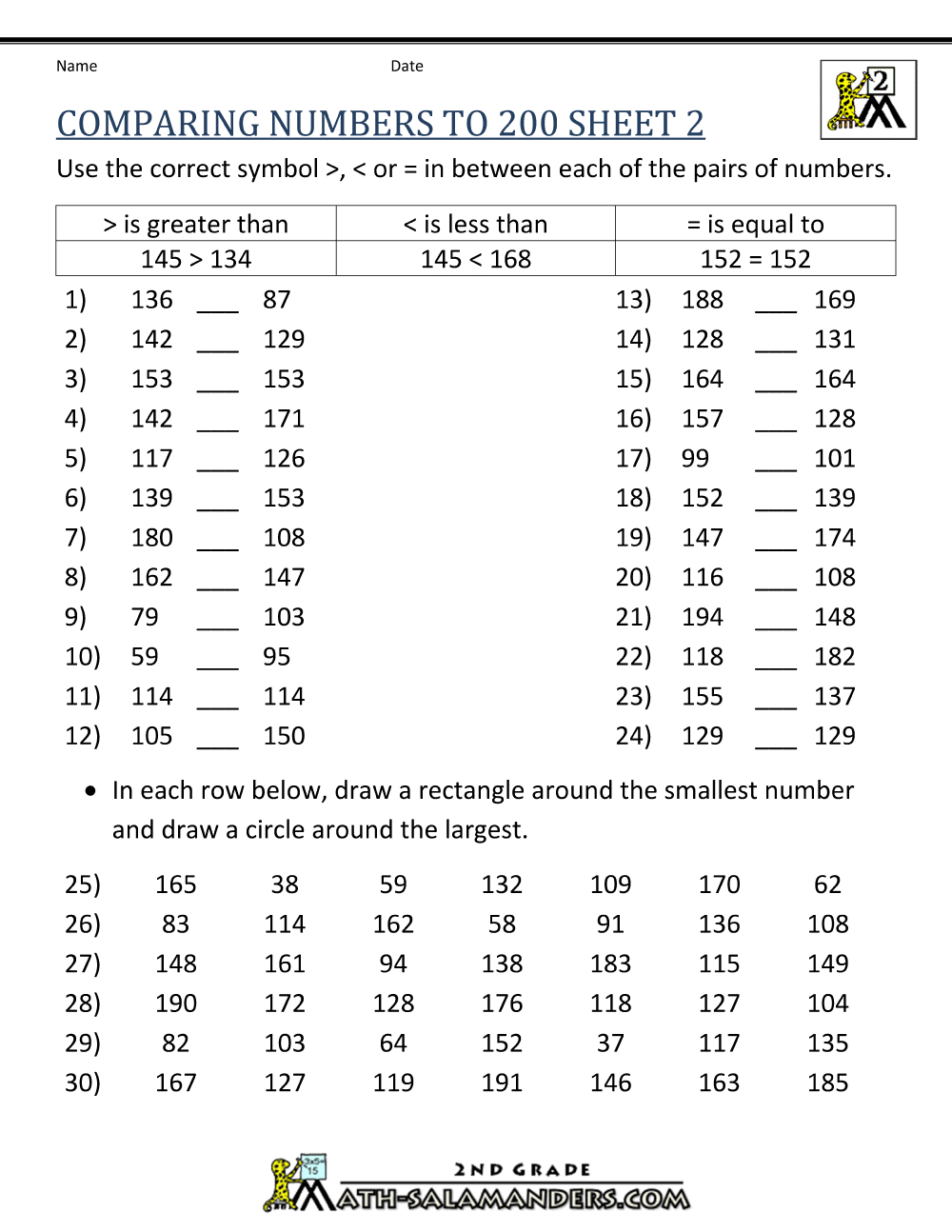 Comparing Numbers to 1000
