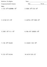 Comparing Scientific Notation - MathVine.com
