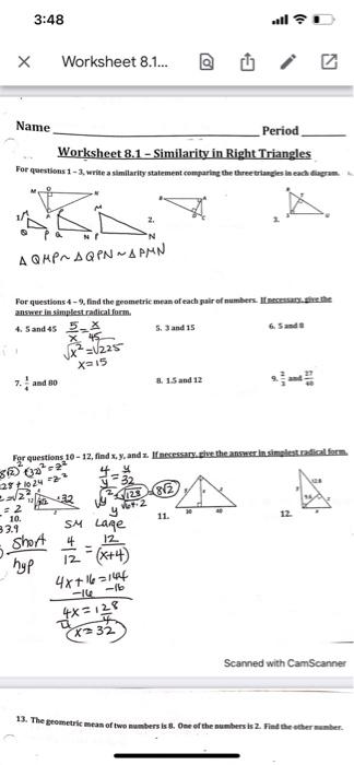 Solved 3:48 х Worksheet 8.1... Name Period Worksheet 8.1 - | Chegg.com