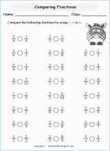 Fraction worksheets for primary and elementary math class, based ...