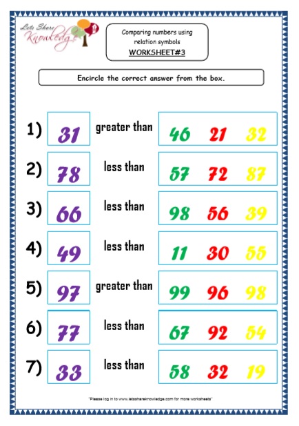 Kindergarten Comparing Numbers Printable Worksheets - Lets Share ...