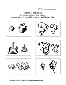 Making Comparisons Worksheet for Pre-K - 1st Grade | Lesson Planet