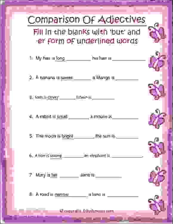 Comparison of Adjectives Worksheet 1