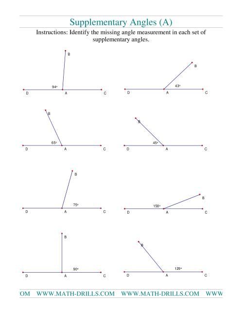 complementary and supplementary angles worksheet