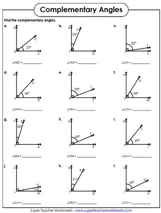 complementary and supplementary worksheet