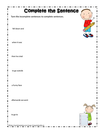 complete and incomplete sentences worksheet