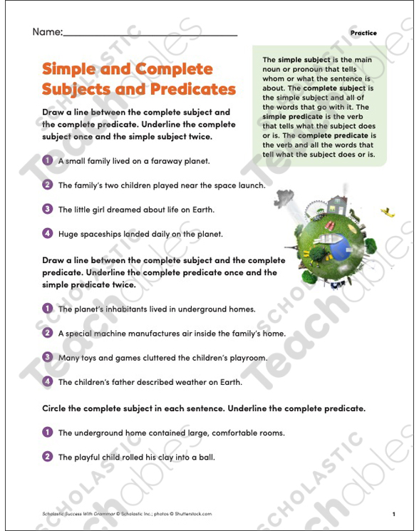 Simple and complete subjects and predicates. Interactive worksheet ...