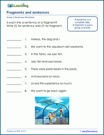 Full sentences and sentences fragments worksheet | Worsheets library