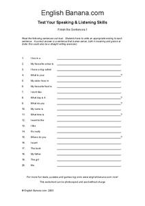 Finish the Sentences Worksheet for 3rd - 4th Grade | Lesson Planet