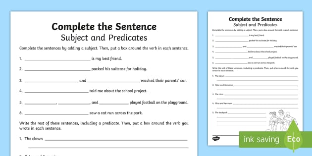 Sentence Completion Worksheet | Sentence Completion Exercise