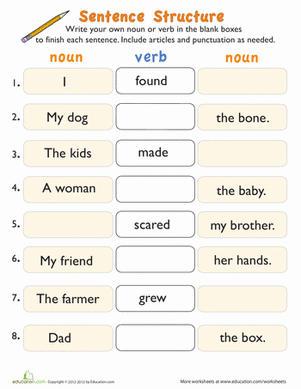 complete sentences worksheet 2nd grade