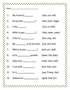 complete sentences worksheet 2nd grade