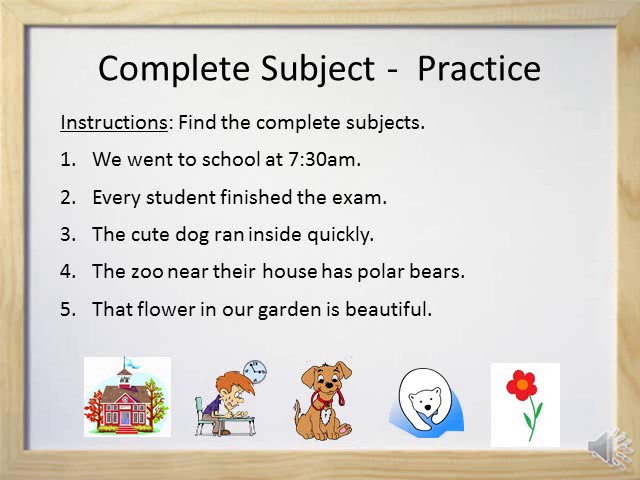 complete subject worksheet