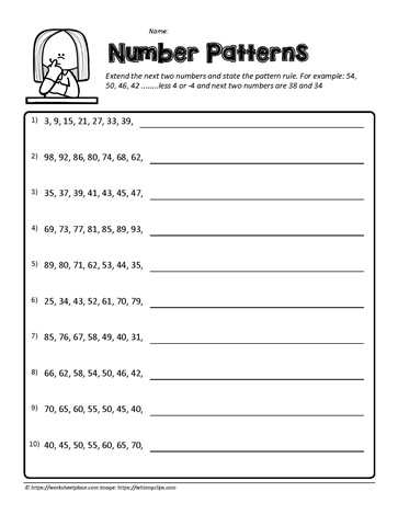 Number Patterns Worksheets