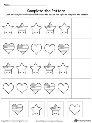 FREE* Patriotic Complete the Pattern | MyTeachingStation.com
