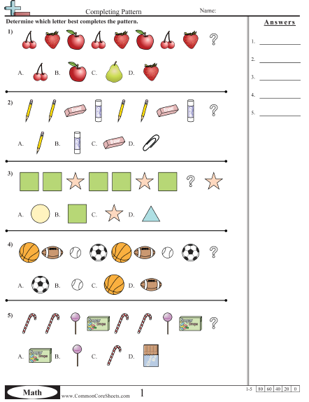 complete the pattern worksheet 4th