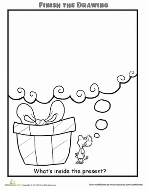 Finish the Drawing: Whats Inside the Present? | Worksheet ...