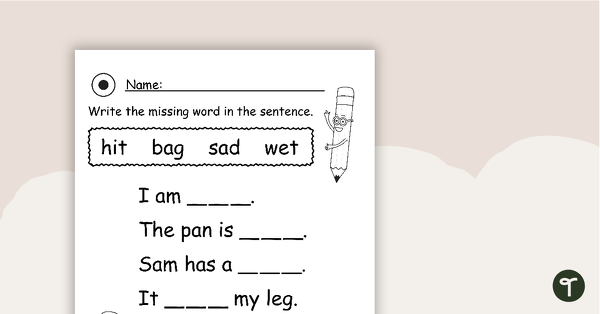 Complete the Sentences - Worksheets for Beginning Writers | Teach ...