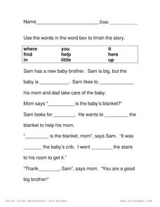 complete the story worksheet