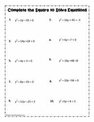 completing the square worksheet with answers