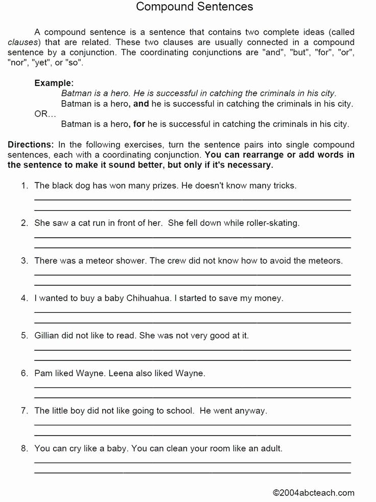 complex compound sentence worksheet