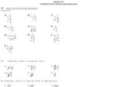 Math 121 - Complex Fractions and Radicals Worksheet for 9th - 11th ...