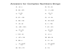 complex numbers worksheet