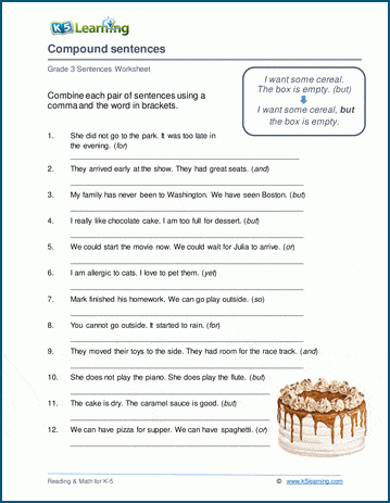 Writing compound sentences worksheets | Worsheets library