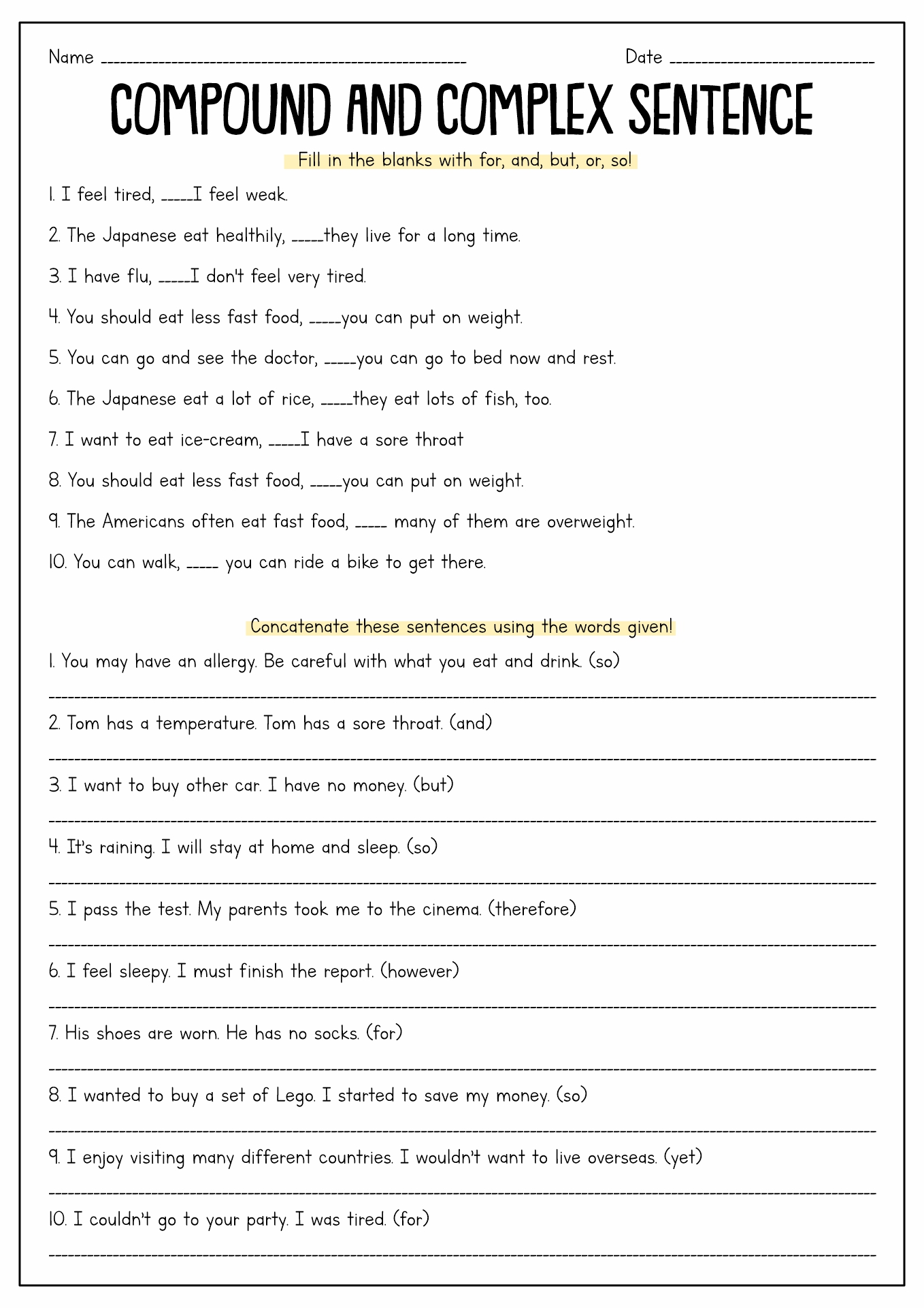 15 Complex Sentence Worksheets 7th Grade - Free PDF at worksheeto.com