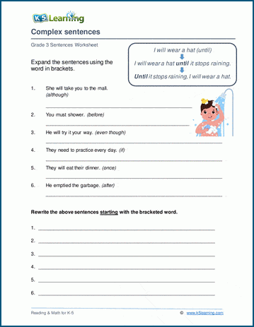 Writing complex sentences worksheets | Worsheets library