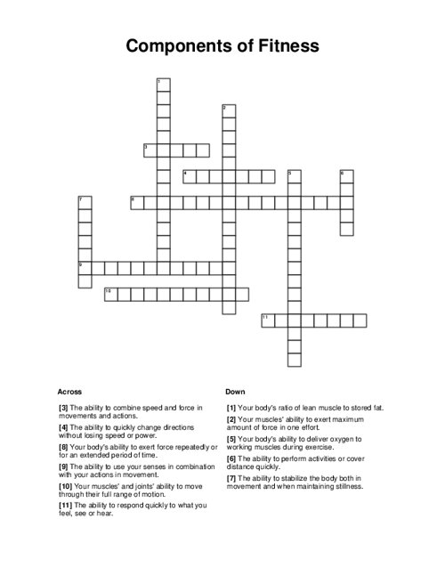 components of fitness worksheet