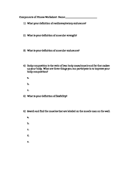 Components of Fitness Worksheet