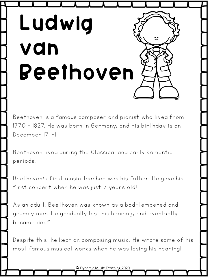 Beethoven Composer Workbook - Dynamic Music Teaching