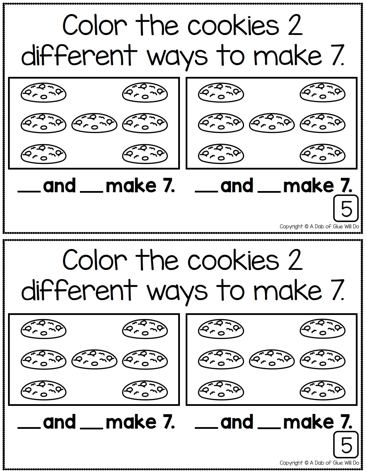 Decomposing Numbers Math Review Journal for Kindergarten
