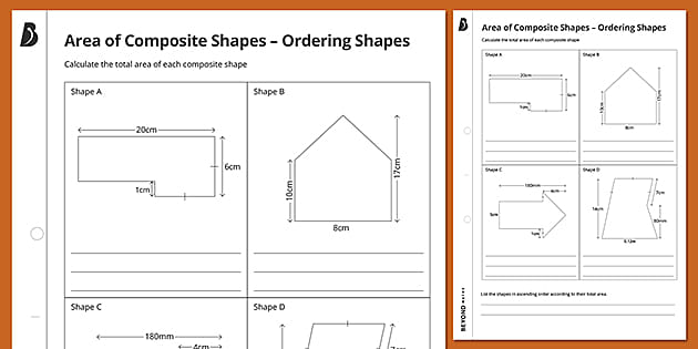 composite shapes area worksheet