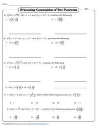 Composition of Functions Worksheets - Worksheets Library