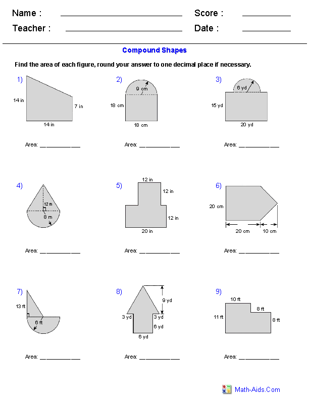 Geometry Worksheets | Area Worksheets