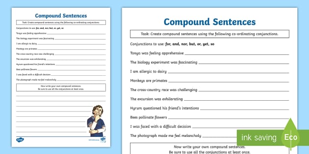 Compound Sentences Worksheet KS2 - Primary Resources