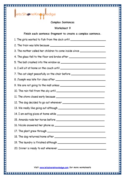 compound complex sentences worksheet