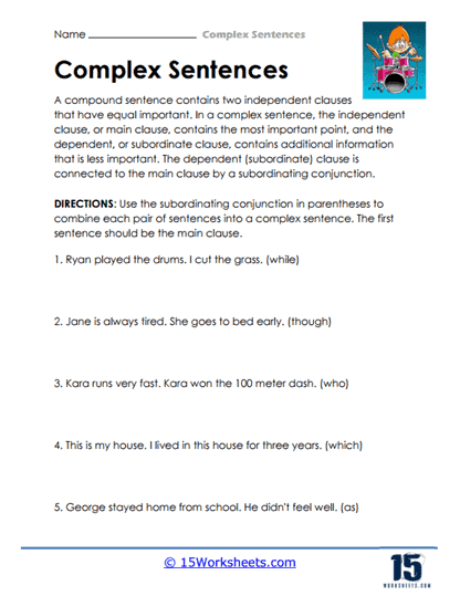 Complex Sentences Worksheets - 15 Worksheets Library