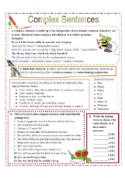 Complex sentences worksheets