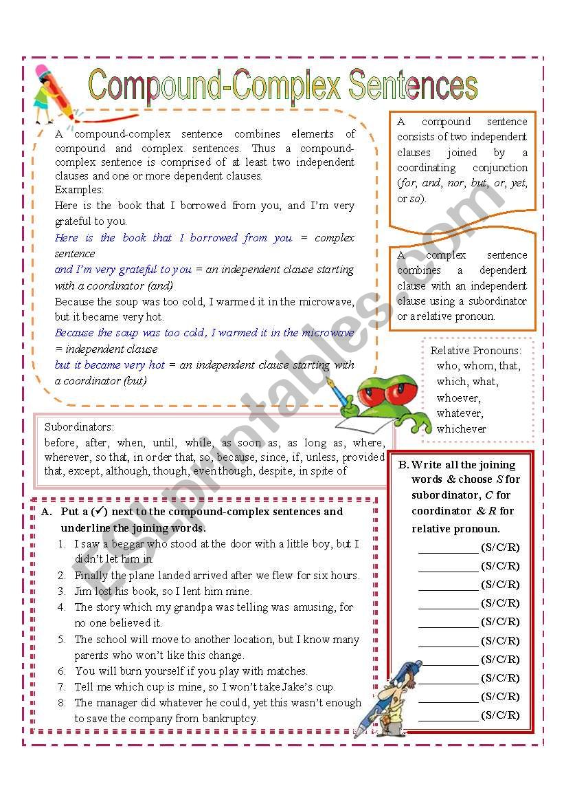 Compound Complex Sentences - ESL worksheet by missola