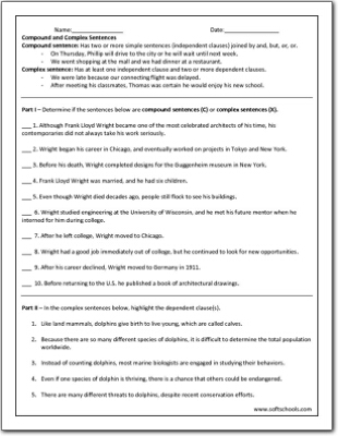 Compound and Complex Sentences Worksheet