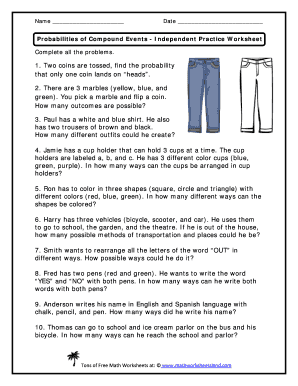 Compound Probability Worksheet - Fill Online, Printable, Fillable ...