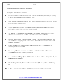 Compound Probability Worksheets