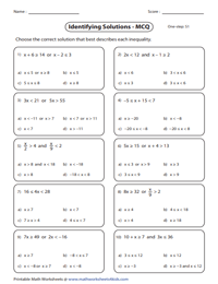 Compound Inequalities Worksheets