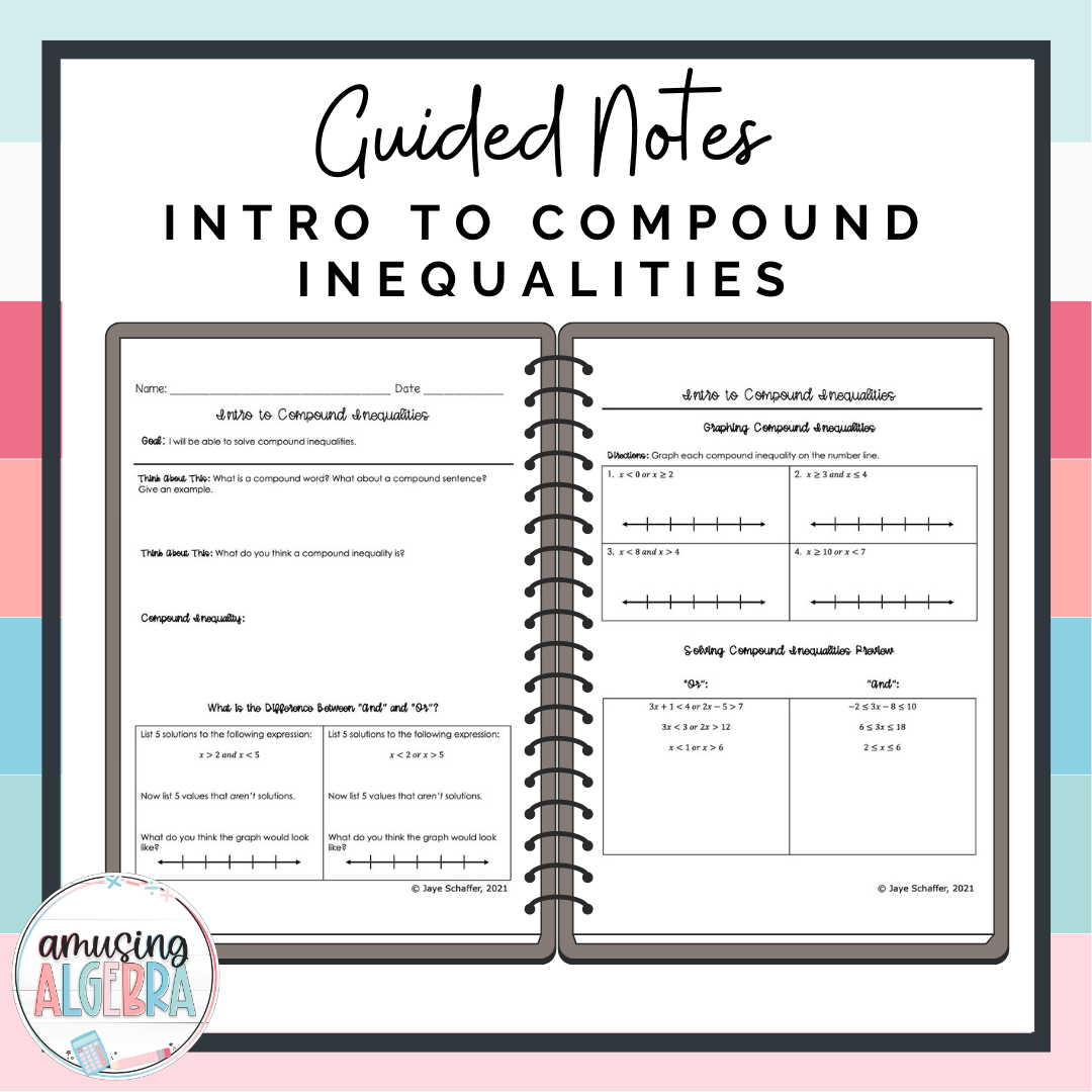 Algebra 1 Compound Inequalities Intro Guided Notes | Made By Teachers