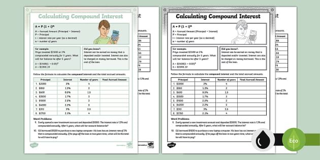 Calculating Compound Interest Activity (teacher made)