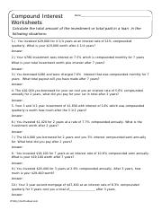 Concept-CW-G8- Basics of Compound Interest worksheet  
