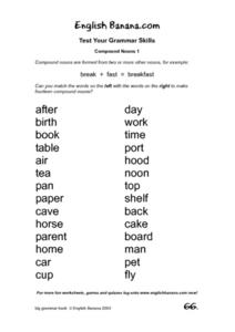Compound Nouns 1 Worksheet for 4th - 5th Grade | Lesson Planet
